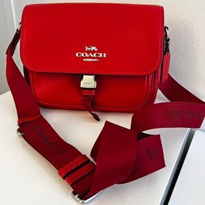 Red Coach Pace Messenger Crossbody Bag